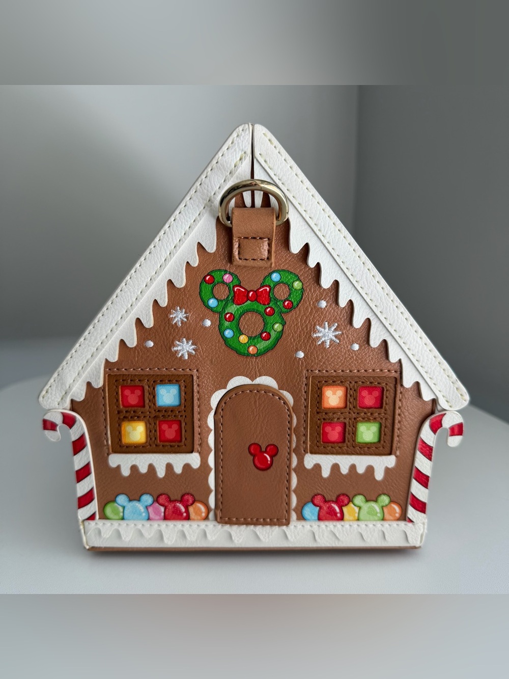 Loungefly Stitch Shoppe Minnie Mouse Gingerbread House Crossbody Bag